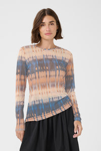 Melida mesh toppur frá Culture -  Blár og beige graphic
