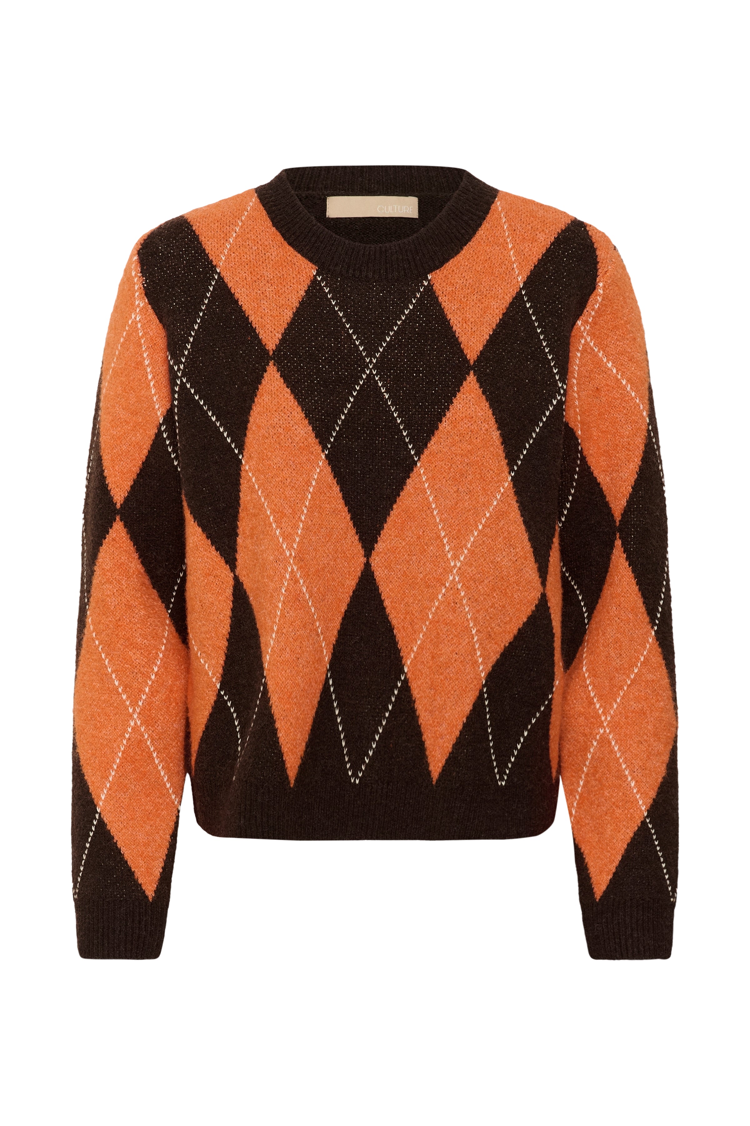 Argyle peysa frá Cream - Brún orange
