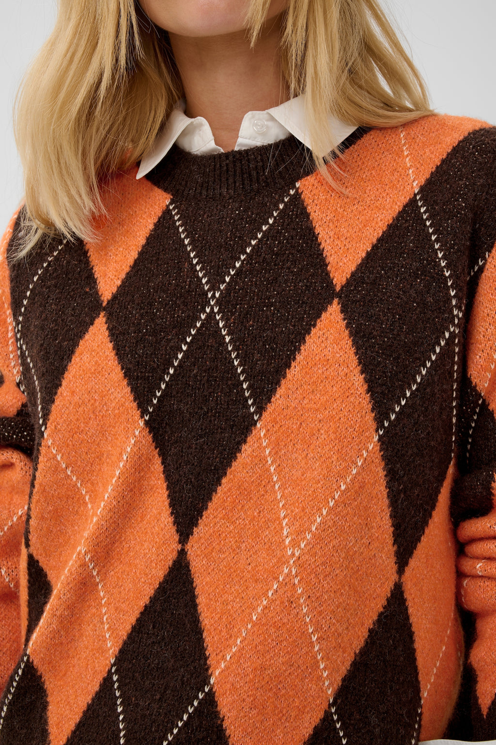 Argyle peysa frá Cream - Brún orange