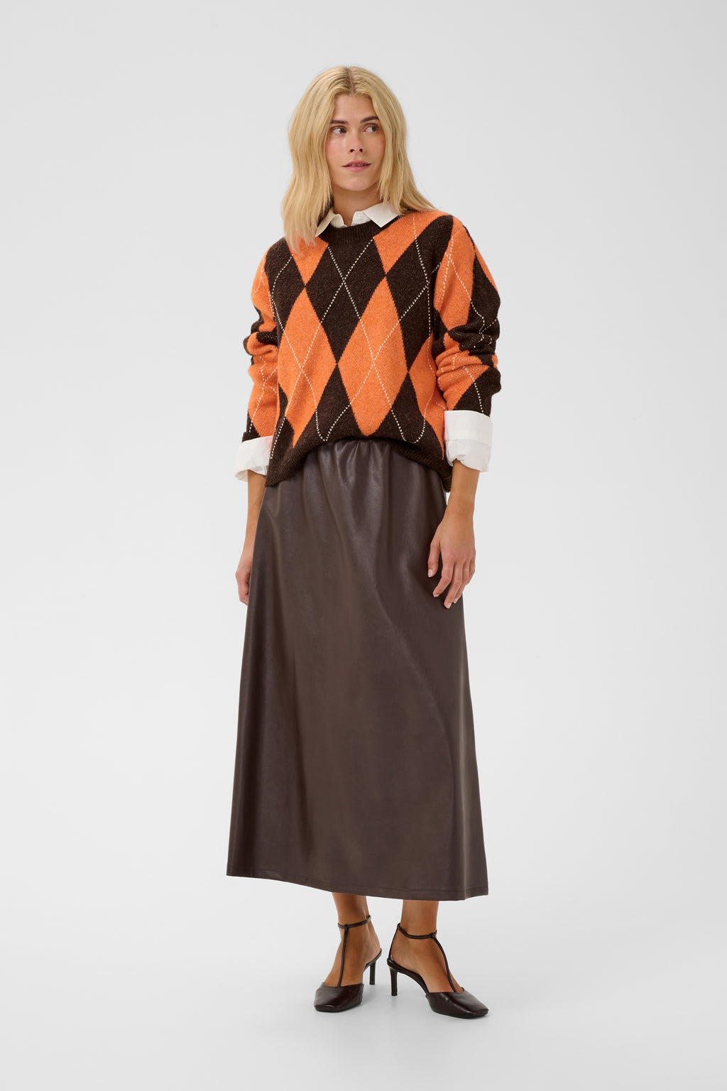 Argyle peysa frá Cream - Brún orange