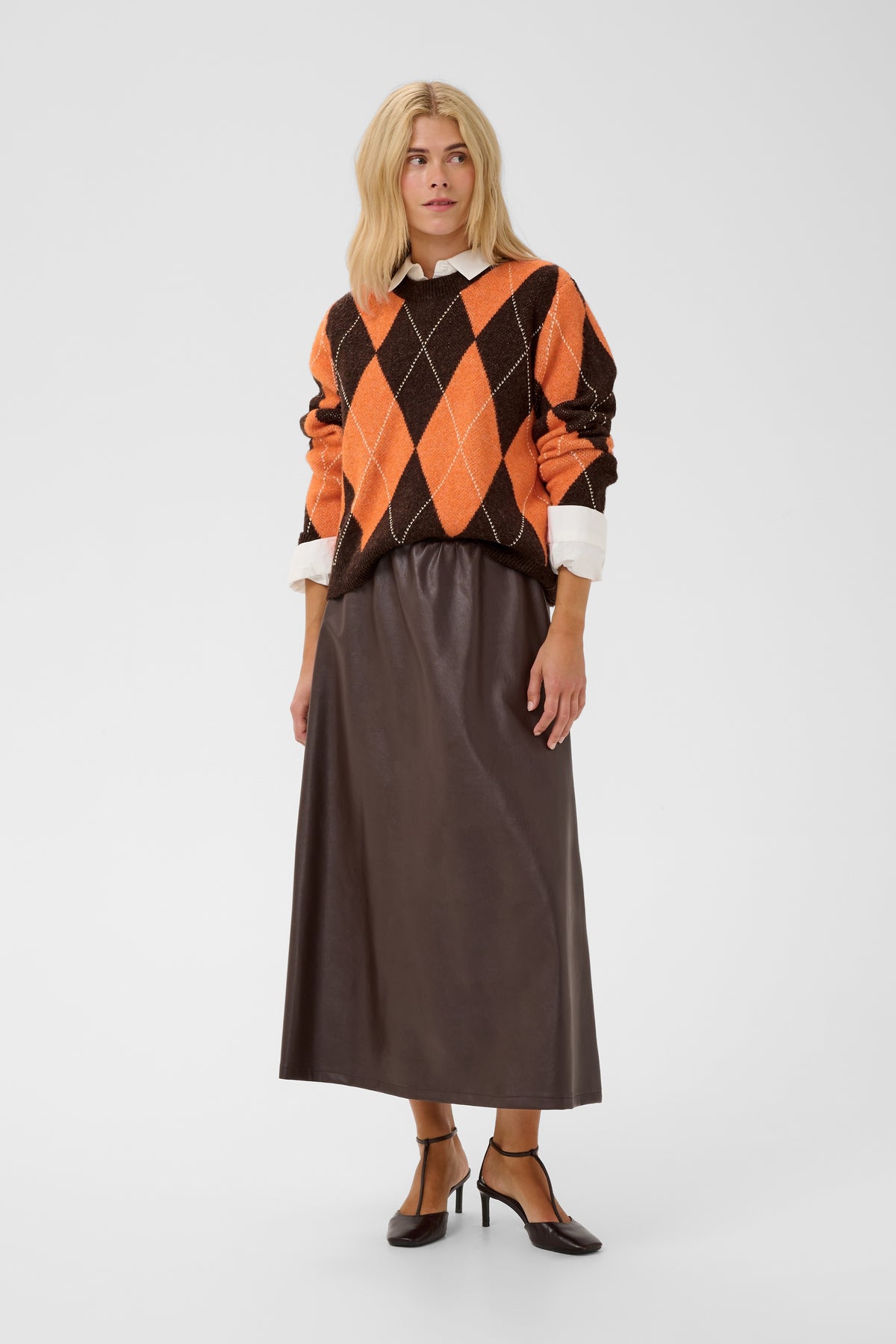 Argyle peysa frá Cream - Brún orange