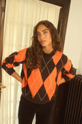 Argyle peysa frá Cream - Brún orange