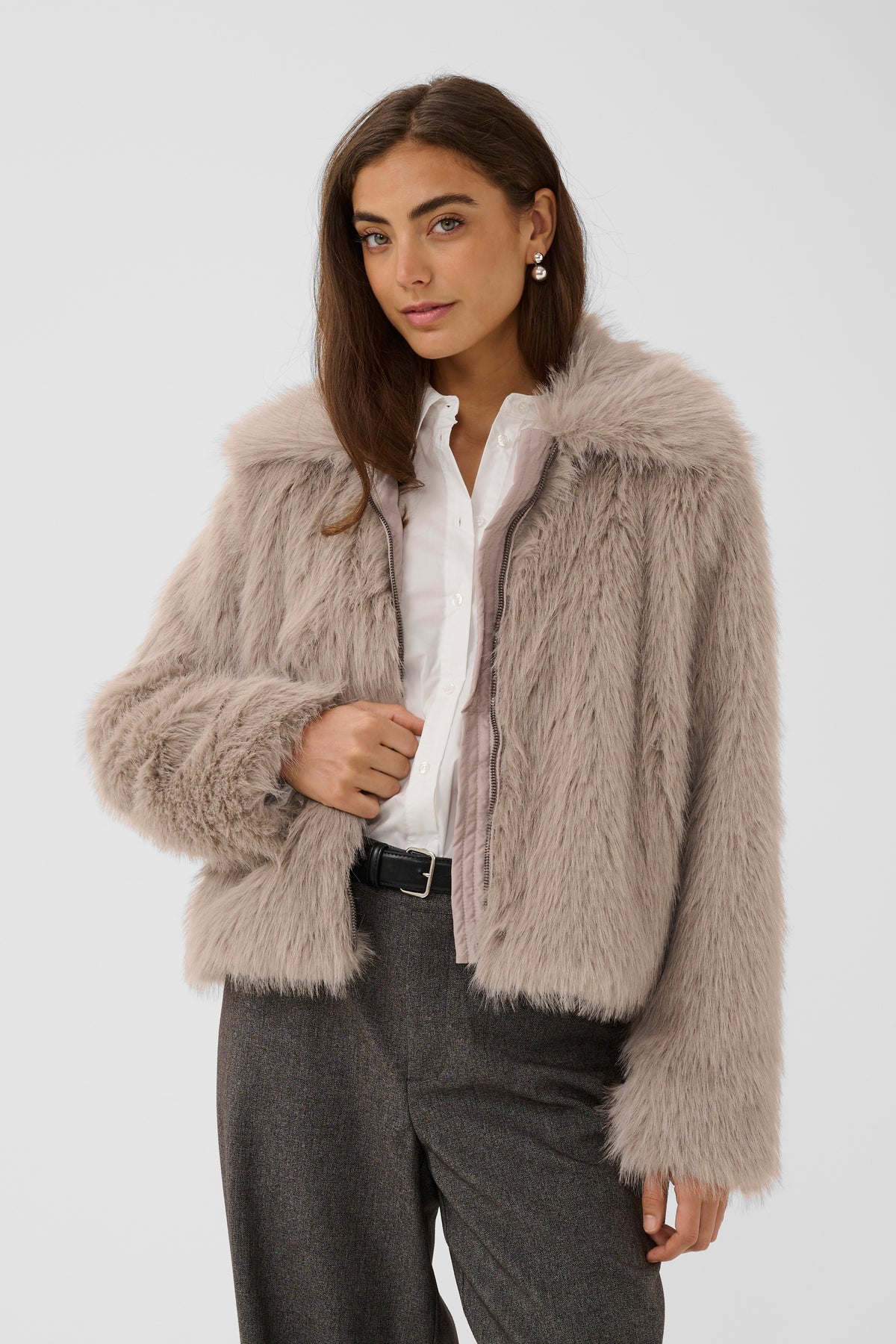 Furra pels jakki frá Culture -Beige