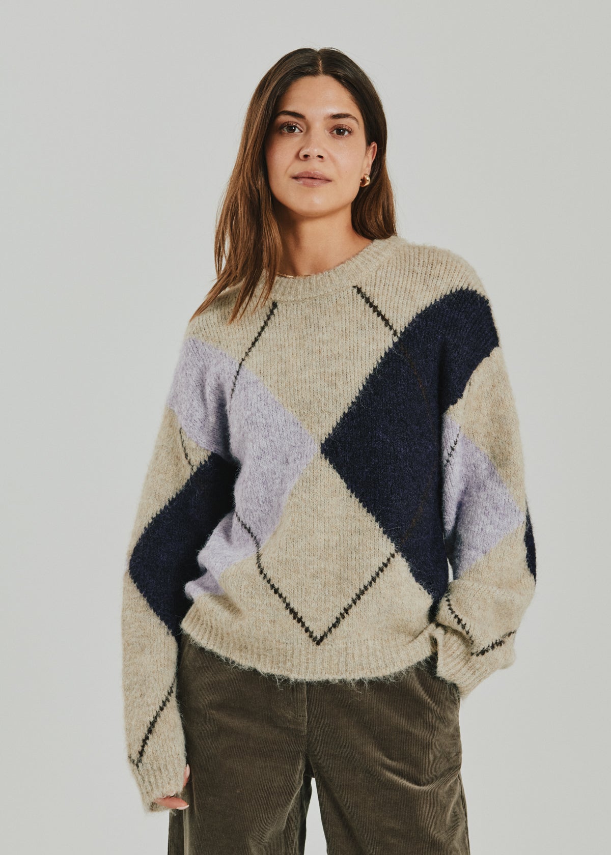 Grslulu peysa frá Freequent - Oyster Grey Mel w. Iris Mel