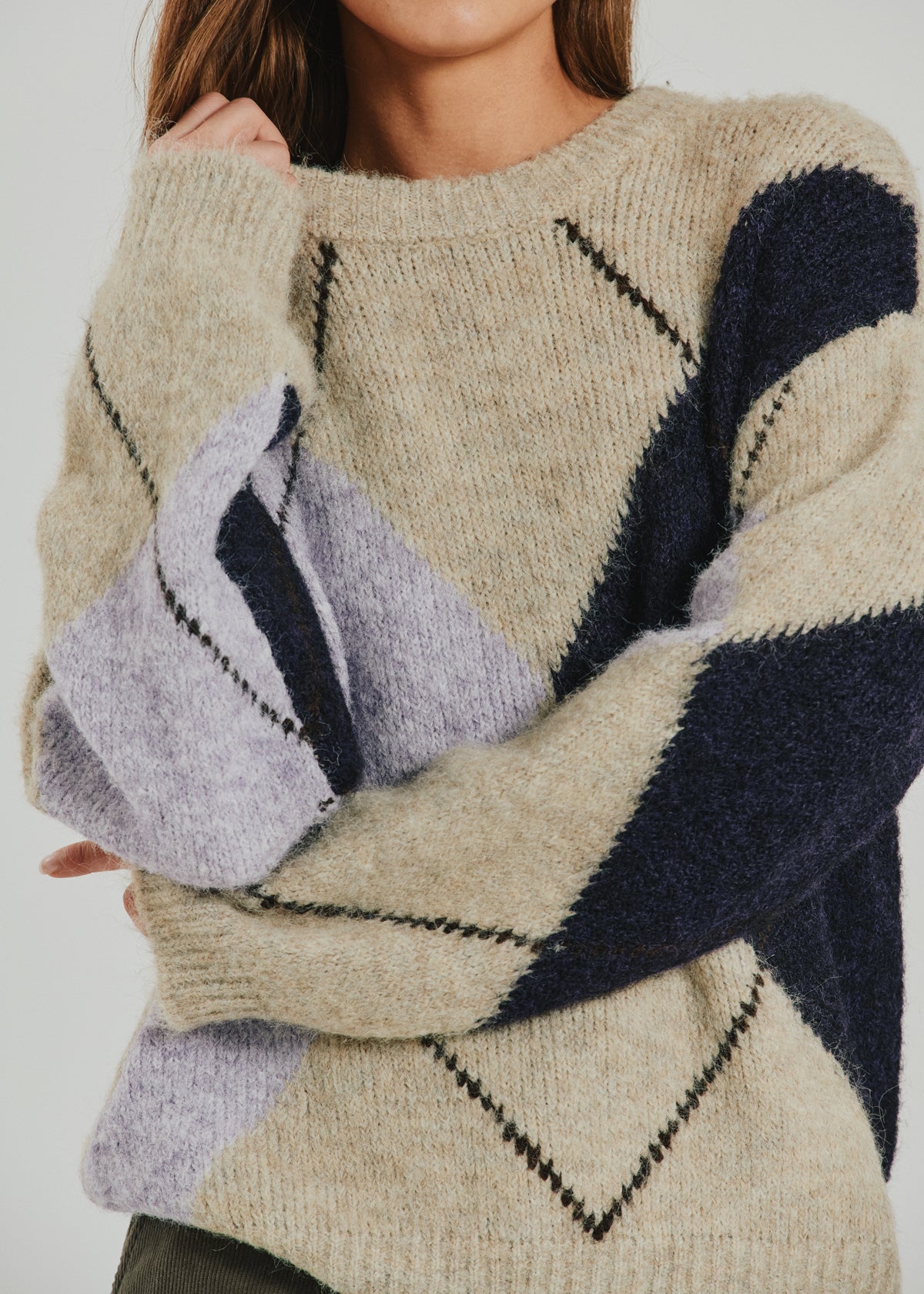 Grslulu peysa frá Freequent - Oyster Grey Mel w. Iris Mel