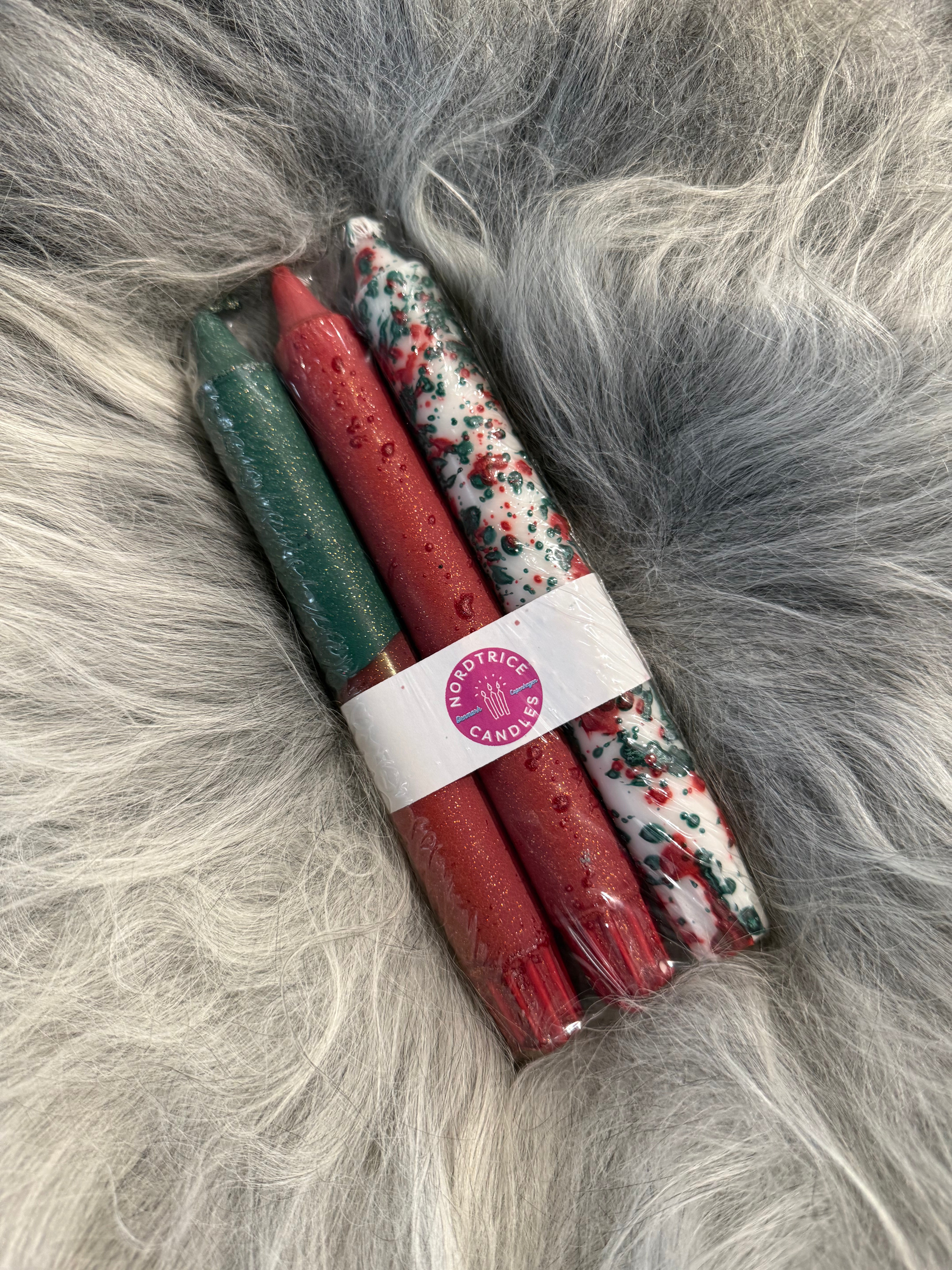 Stjakakerti 3 í pakka grænt/rautt  frá Nordtrice