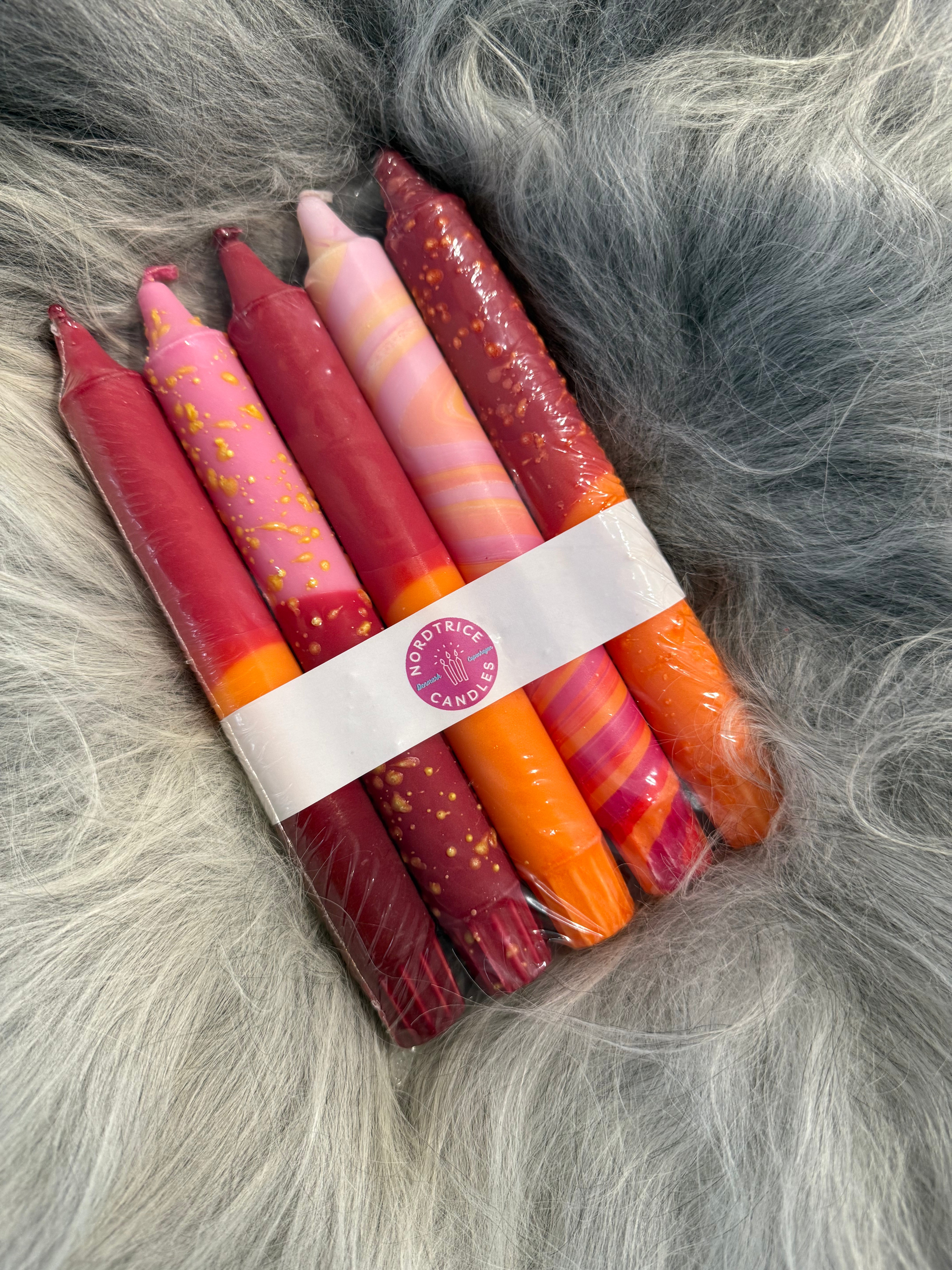 Stjakakerti 5 í pakka rauðtóna  frá Nordtrice