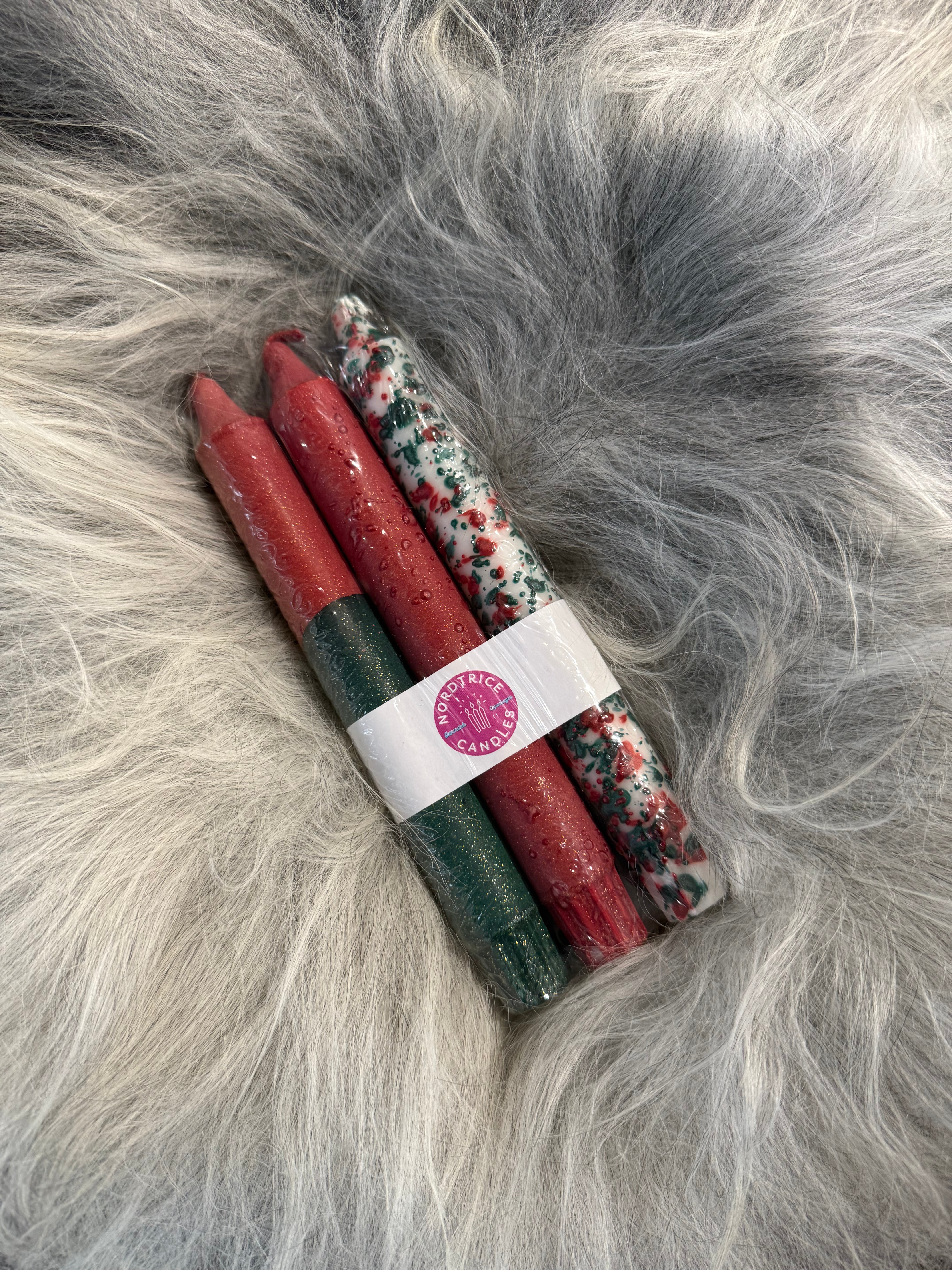 Stjakakerti 3 í pakka gænt/rautt  frá Nordtrice