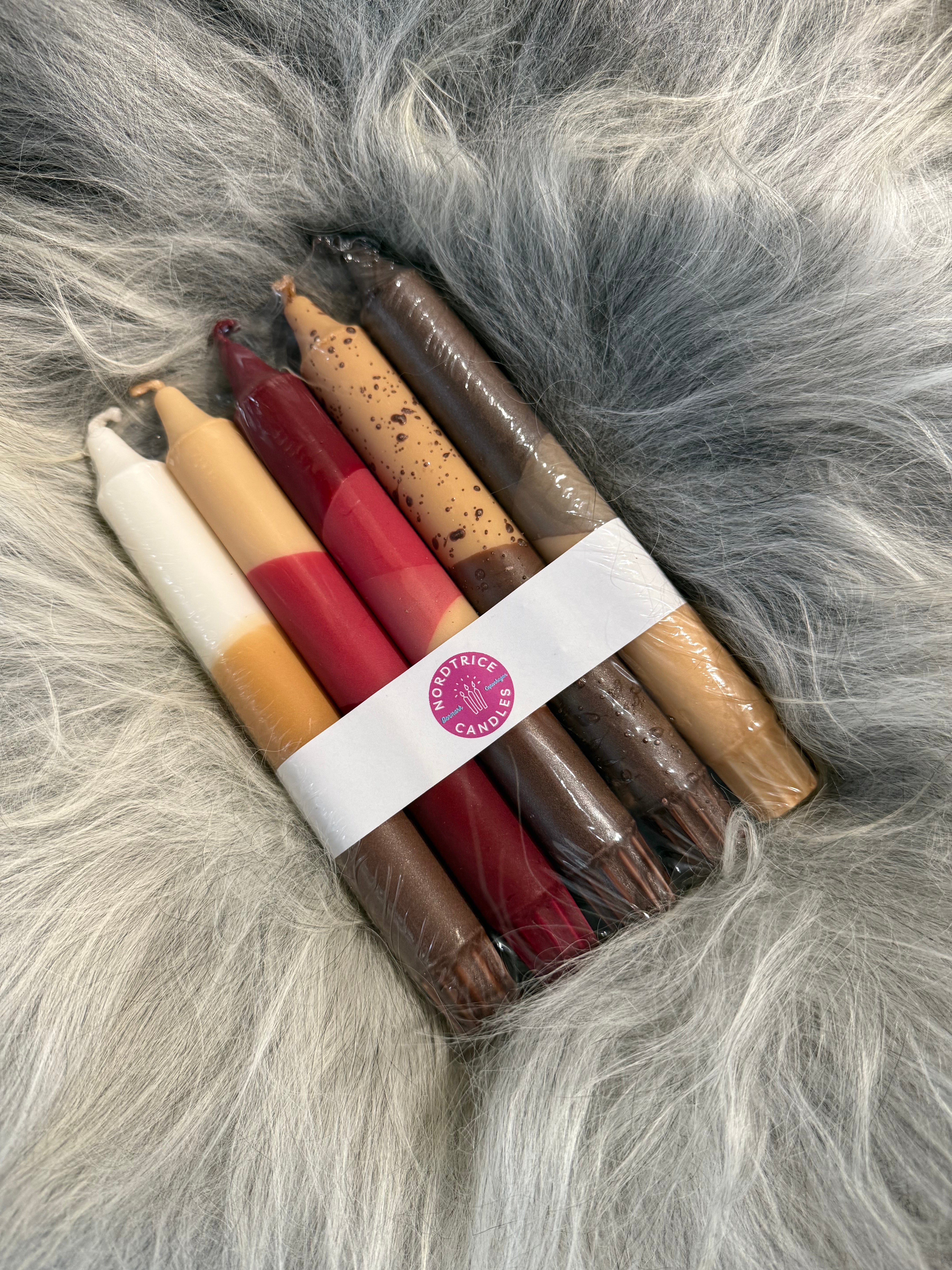 Stjakakerti 5 í pakka brún- og rauðtóna  frá Nordtrice