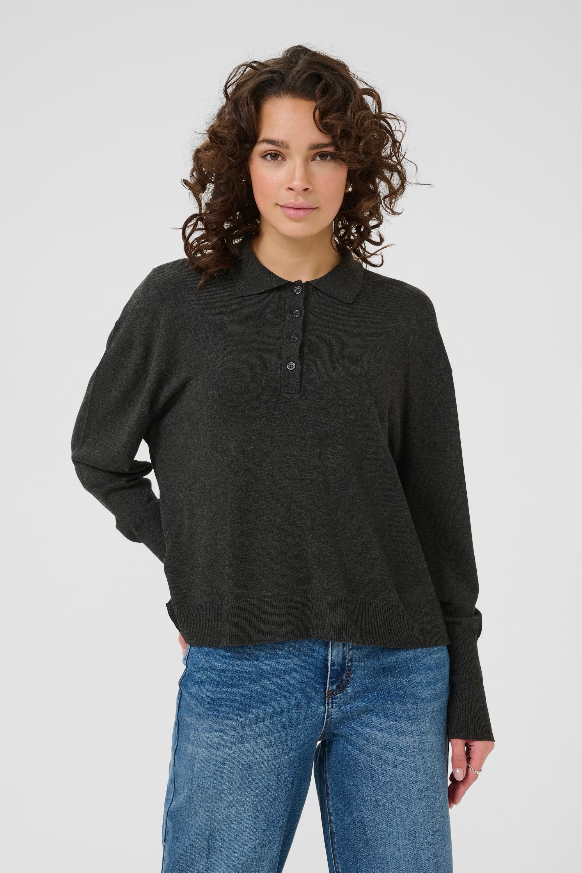 Lizza  peysa frá Kaffe - Dark grey melange