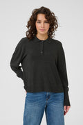 Lizza  peysa frá Kaffe - Dark grey melange