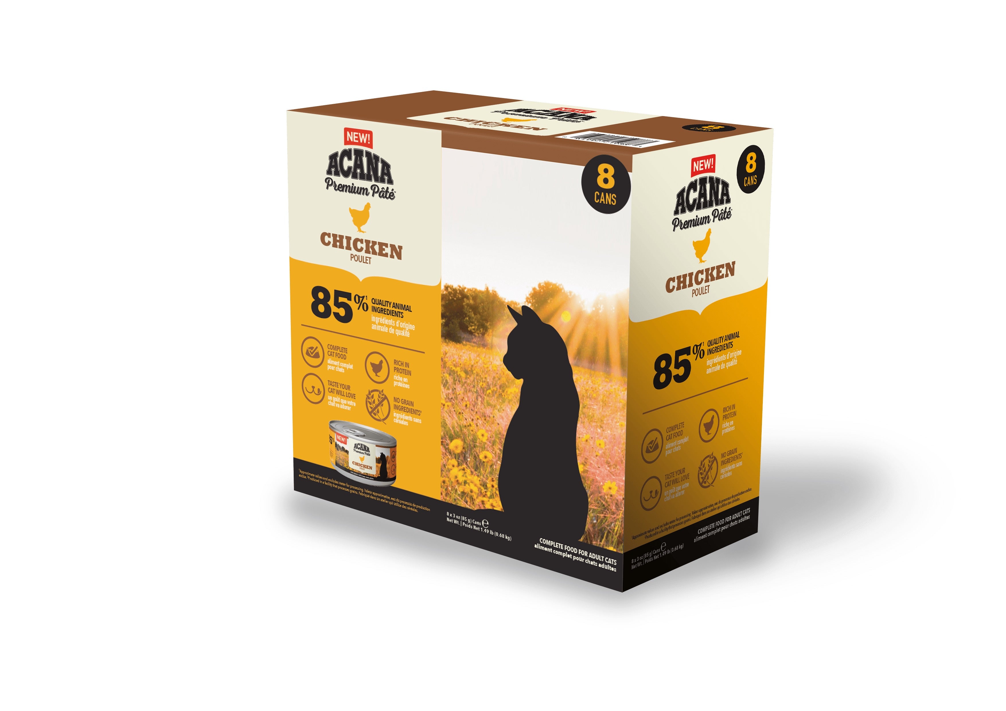 Acana blautfóður fyrir kisur,  kjúklingur 8 dósir 85g