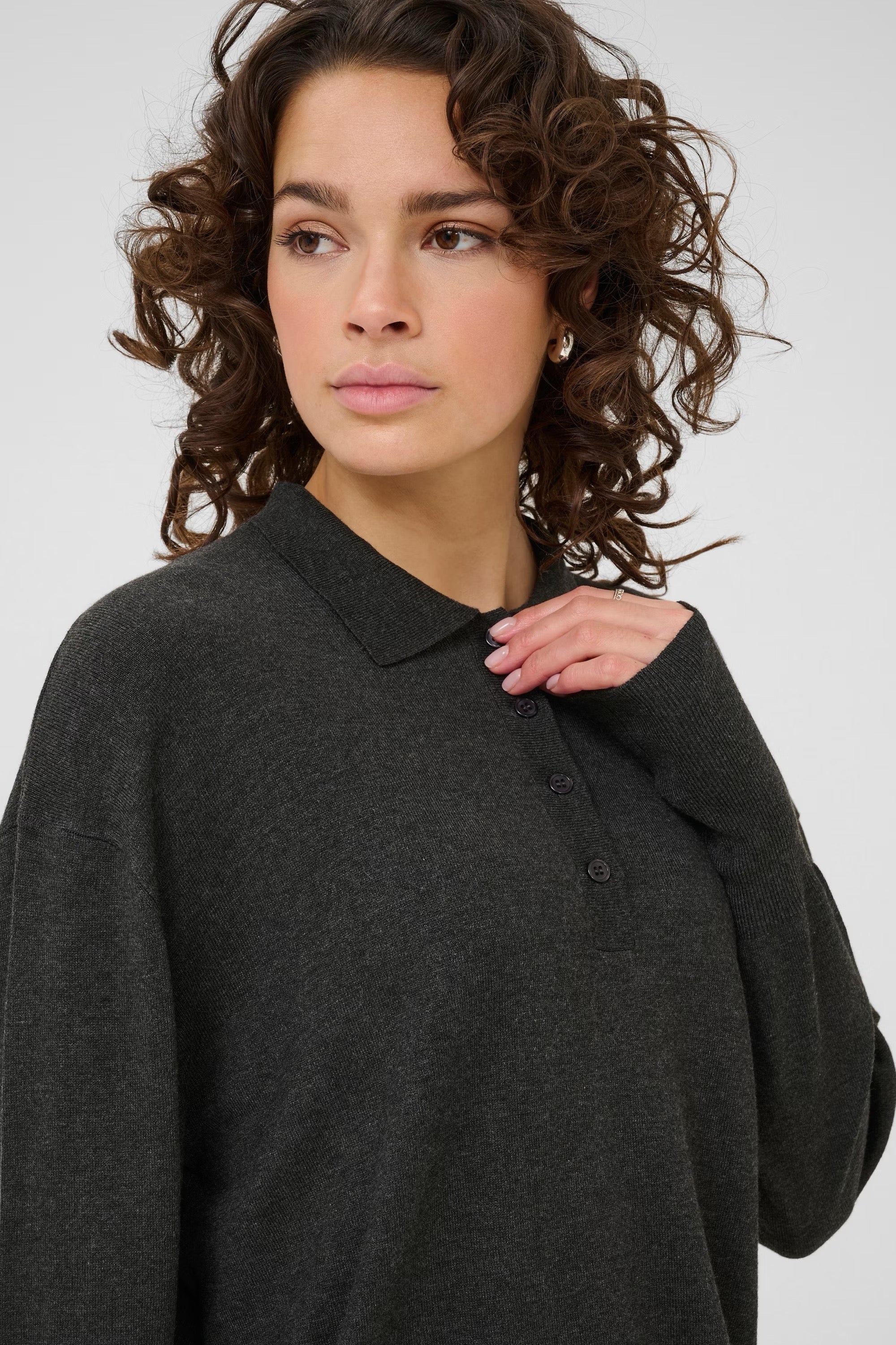 Lizza  peysa frá Kaffe - Dark grey melange