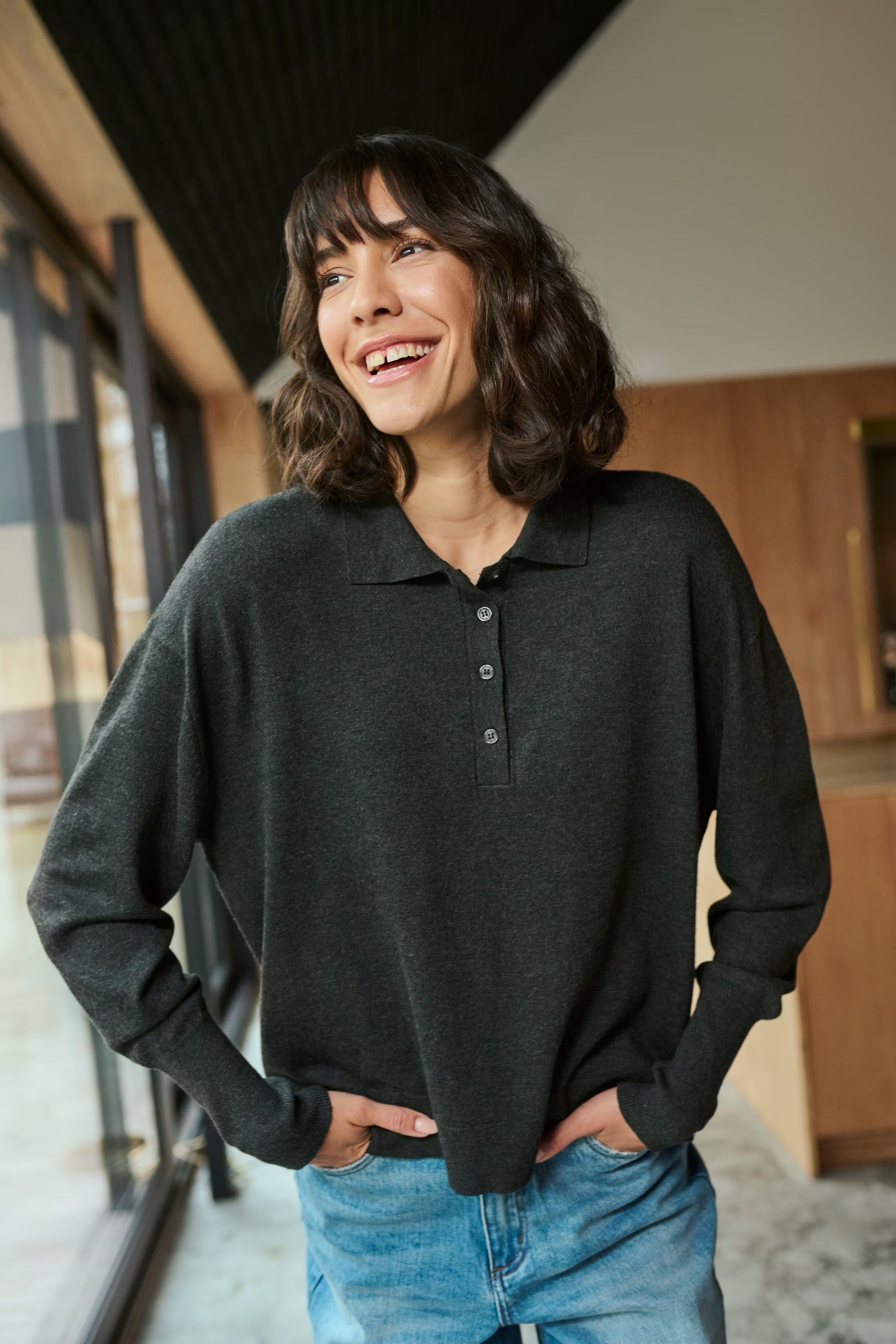 Lizza  peysa frá Kaffe - Dark grey melange