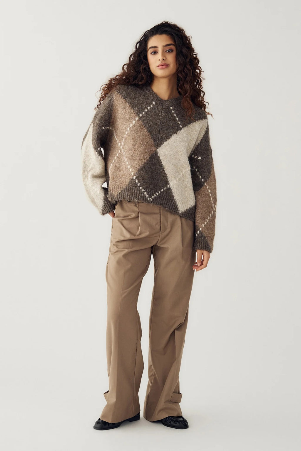 Lai knit peysa frá Noella - Ash brown mix