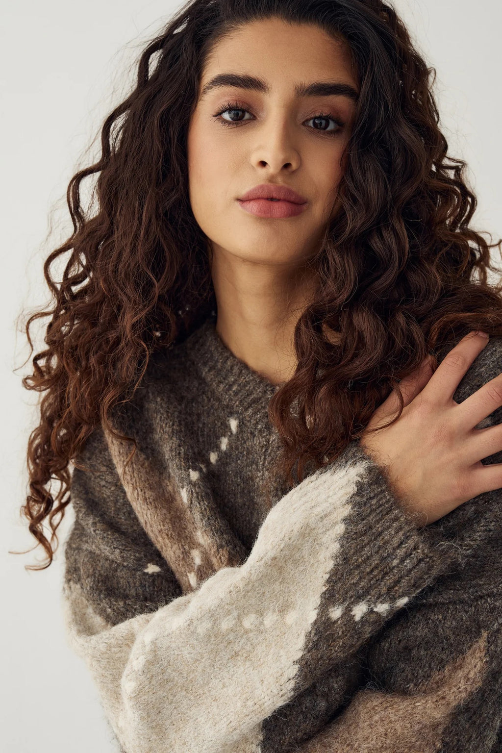 Lai knit peysa frá Noella - Ash brown mix