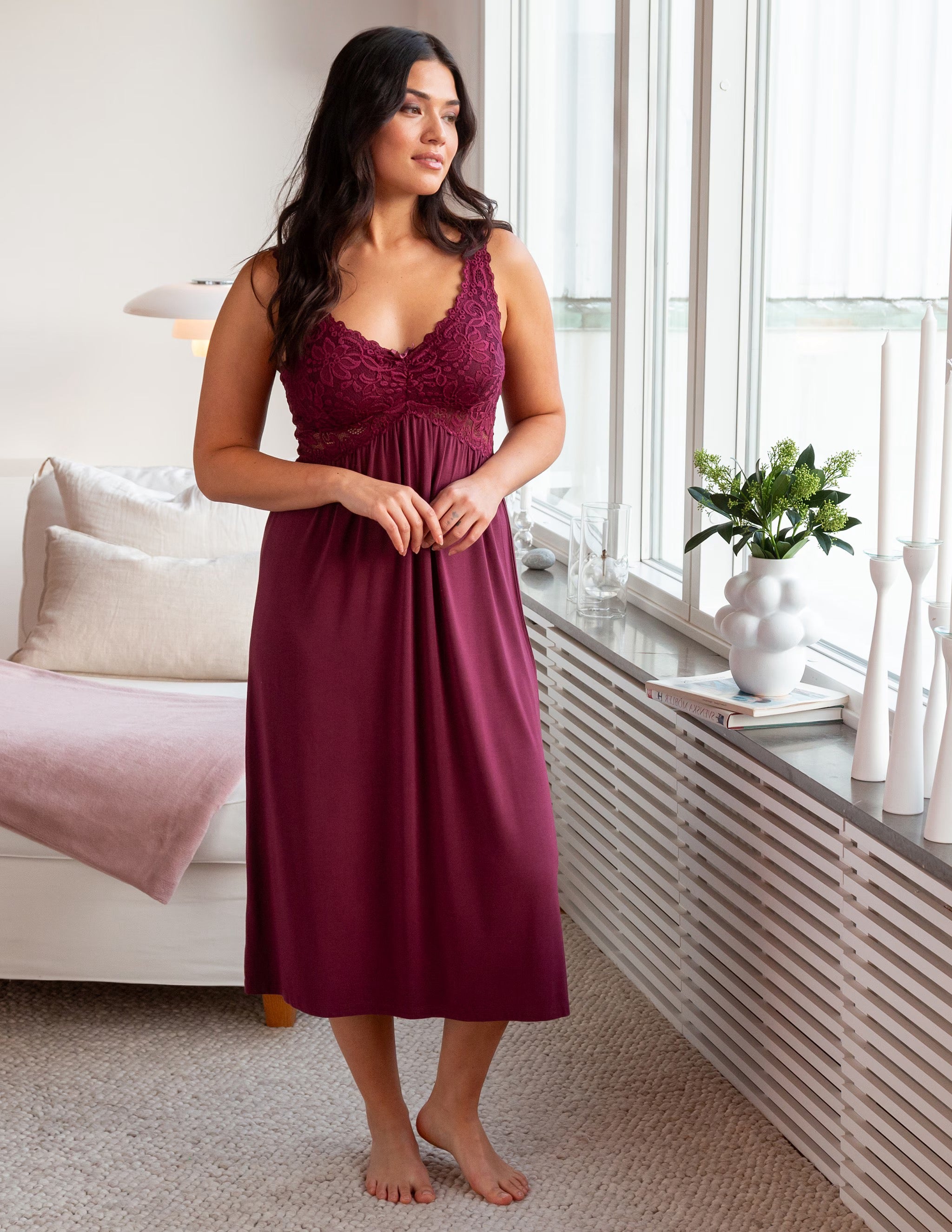 Náttkjóll síður frá Trofé 65202 - Bordeaux