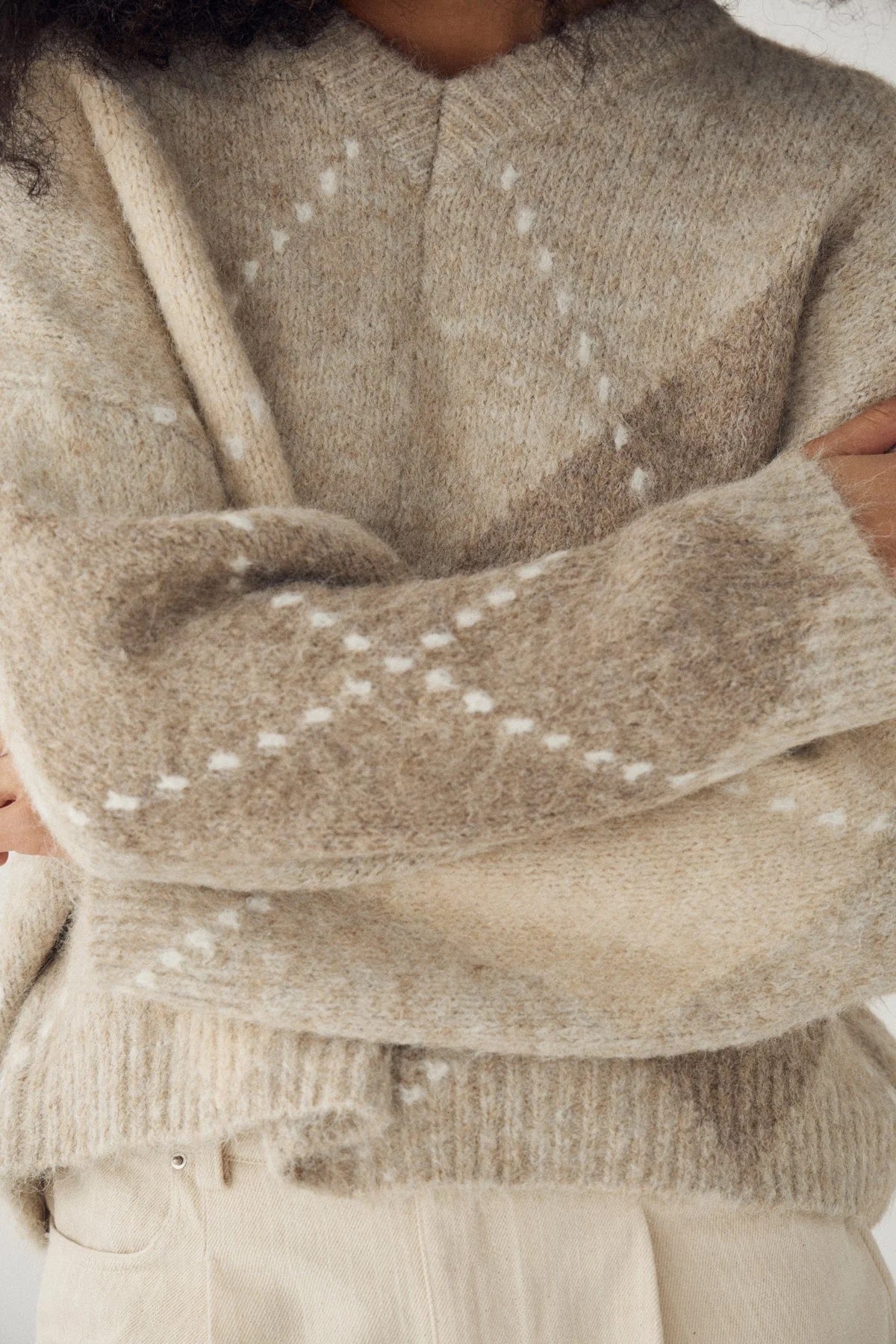 Lai knit peysa frá Noella - Beige mix