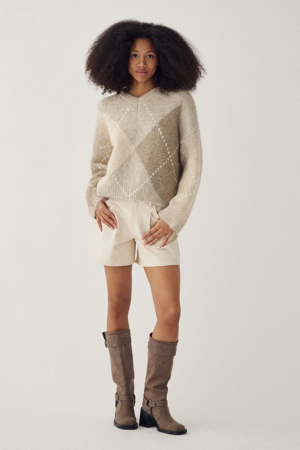 Lai knit peysa frá Noella - Beige mix