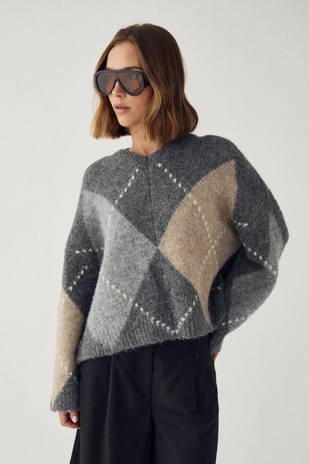 Lai knit peysa frá Noella - Grey mix
