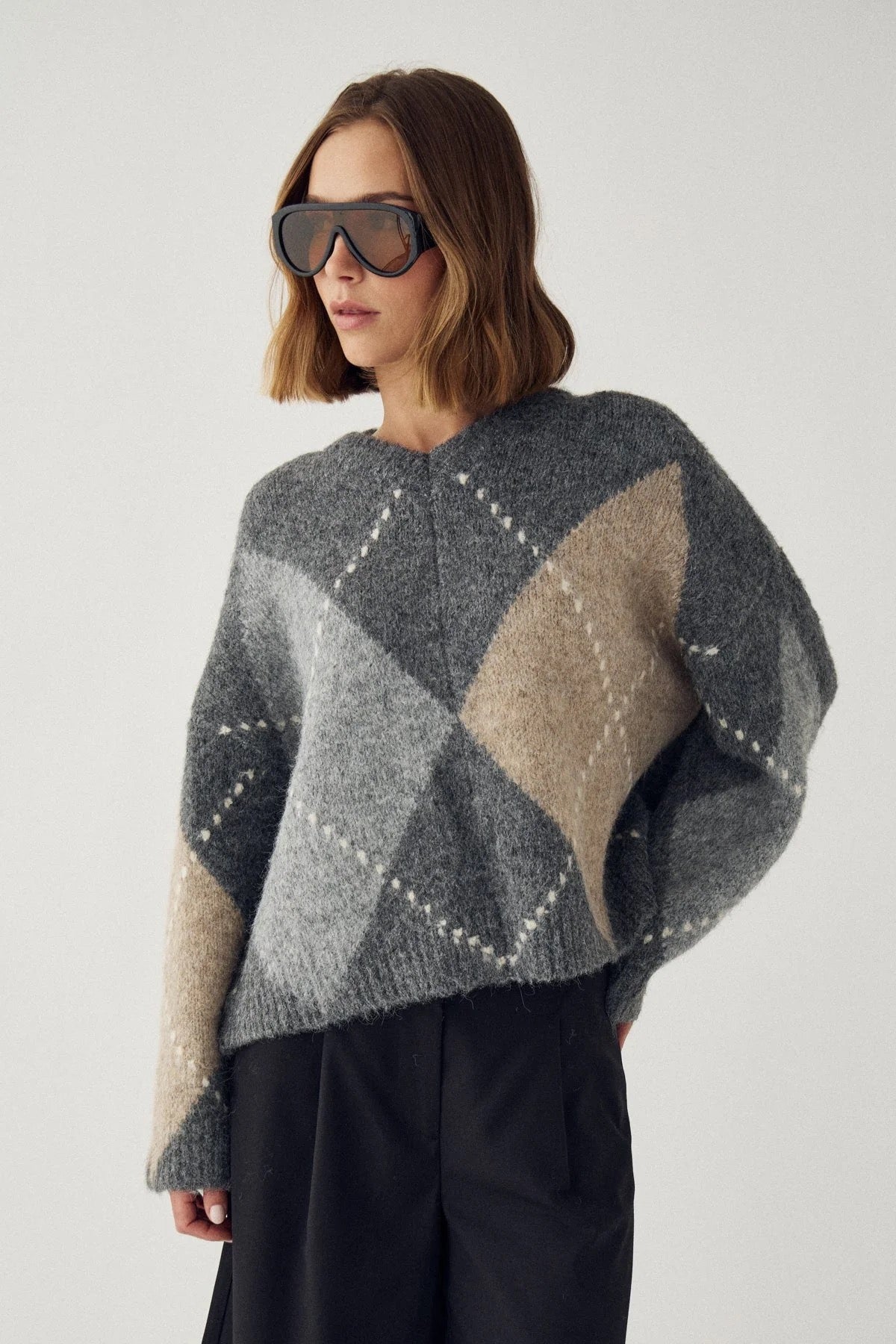 Lai knit peysa frá Noella - Grey mix
