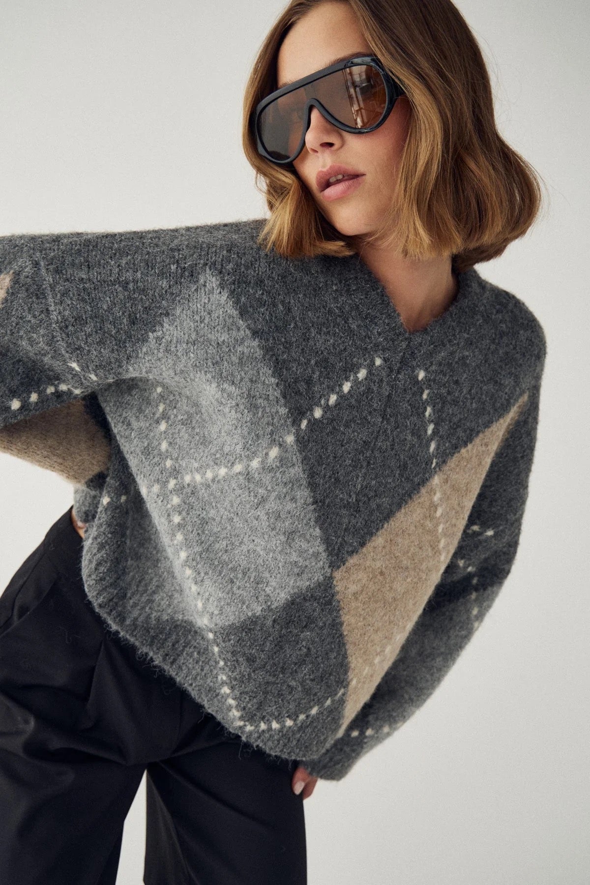 Lai knit peysa frá Noella - Grey mix