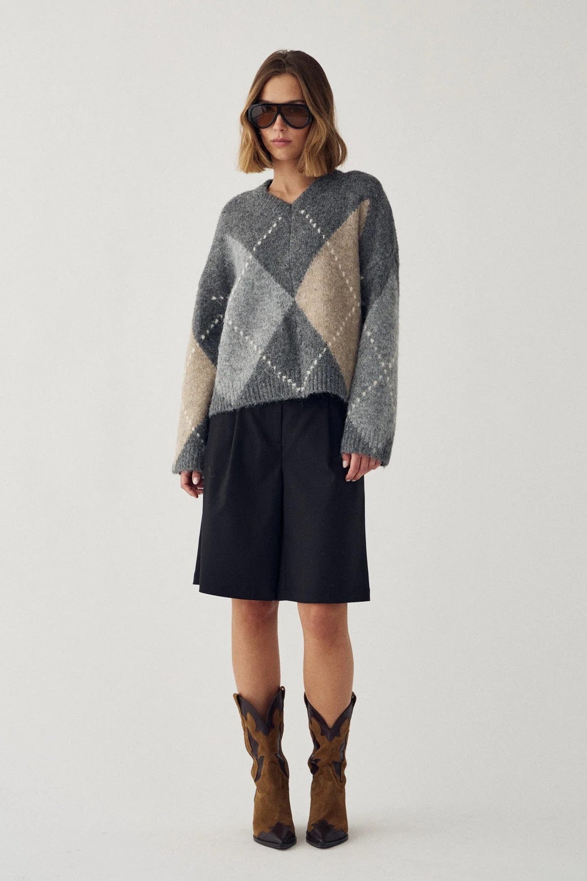 Lai knit peysa frá Noella - Grey mix