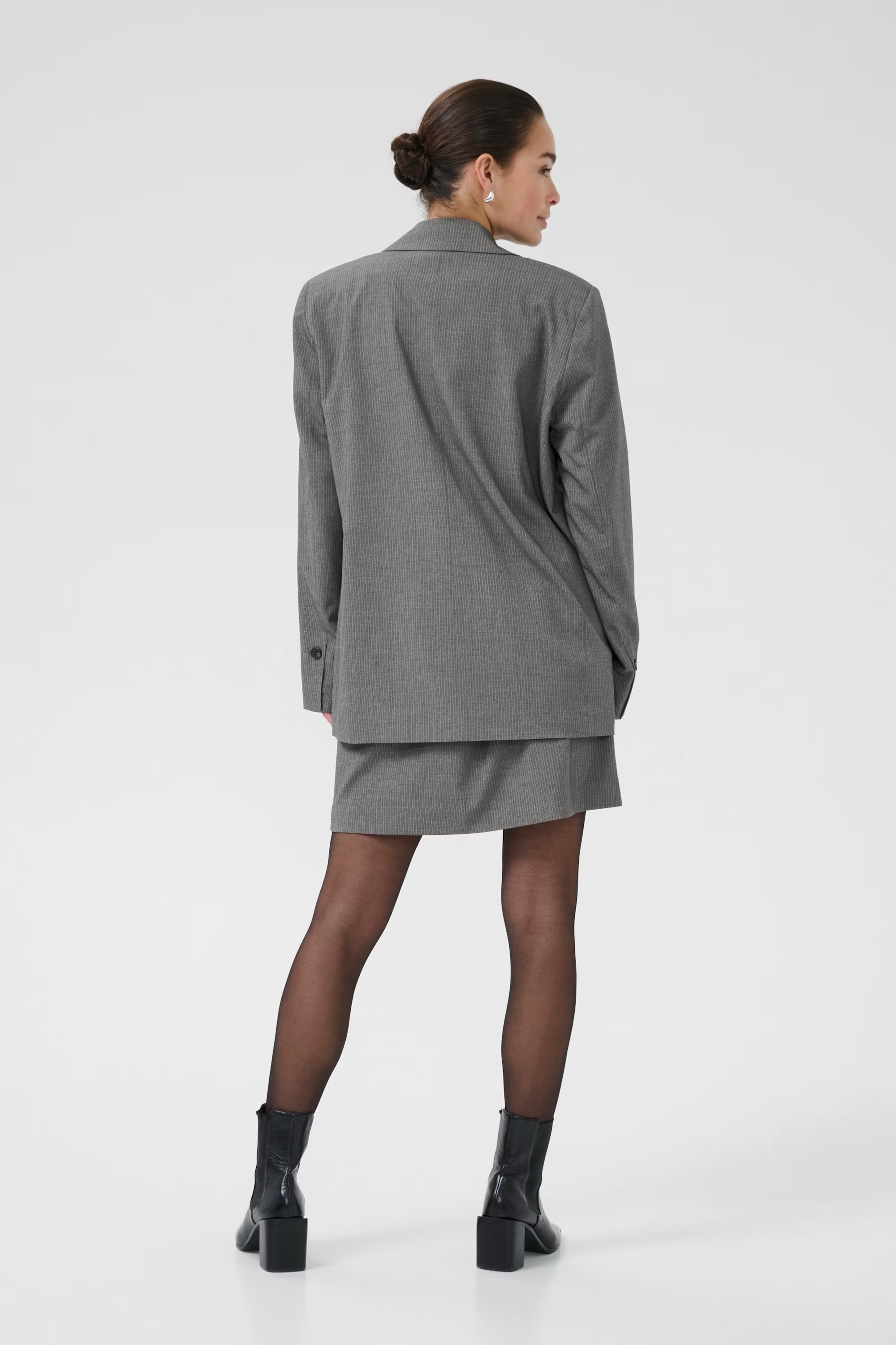 Ellie jakki frá Kaffe -Grey melange/chalt stripe