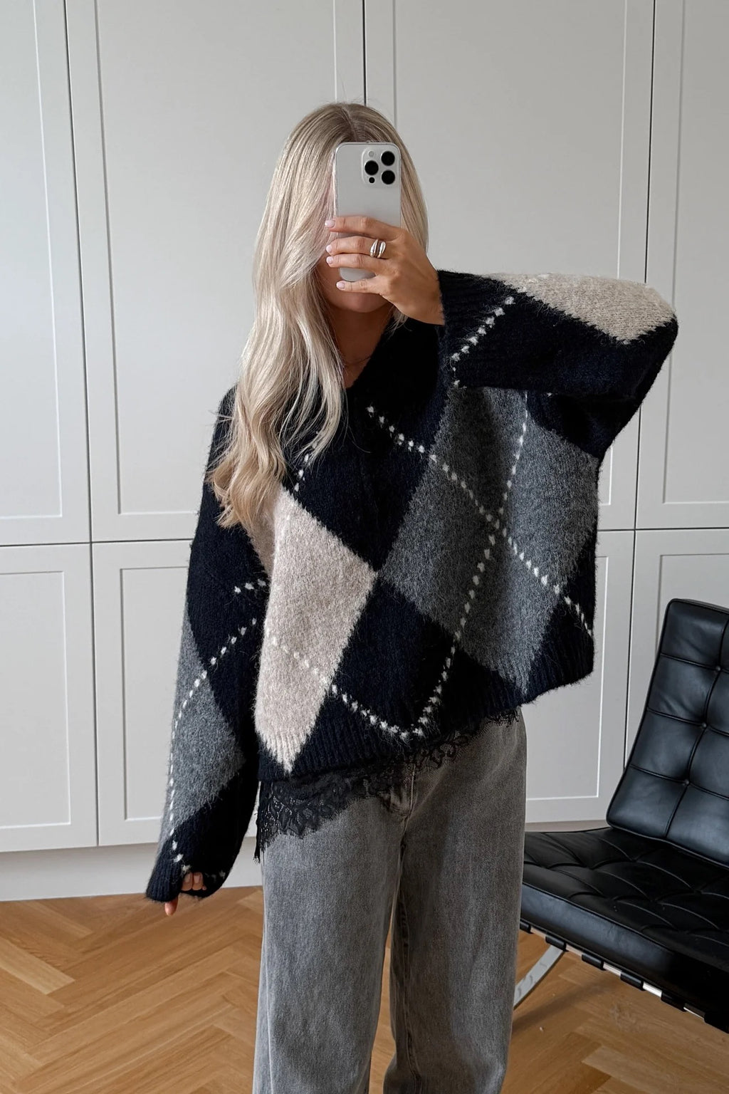 Lai knit peysa frá Noella - Navy mix