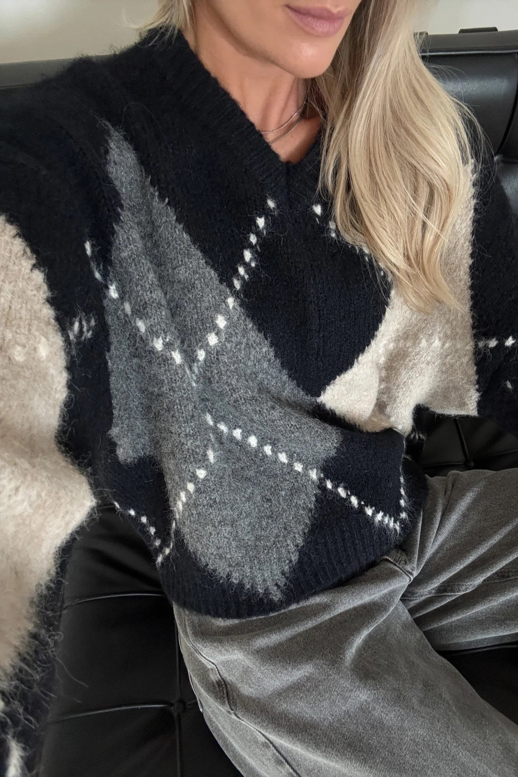 Lai knit peysa frá Noella - Navy mix
