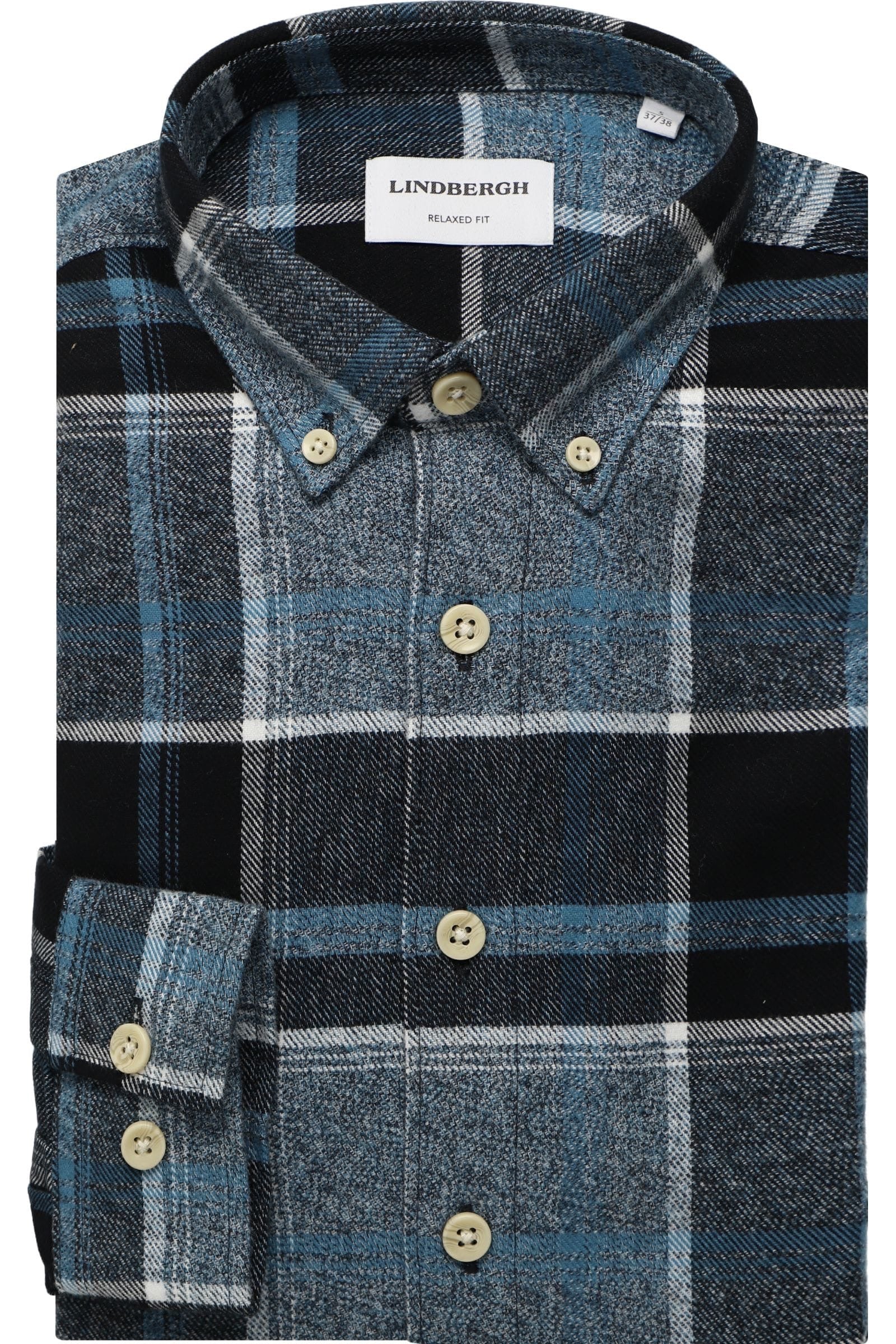 Flannel skyrta frá Lindbergh - Svört/blá