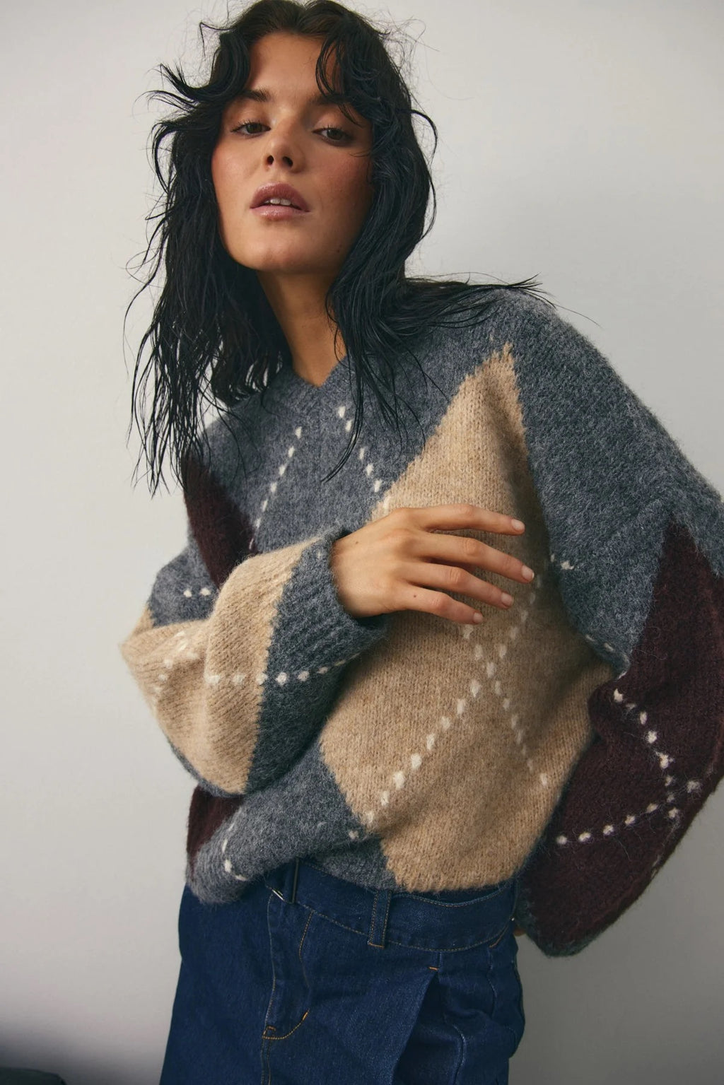 Lai knit peysa frá Noella - Grey mel
