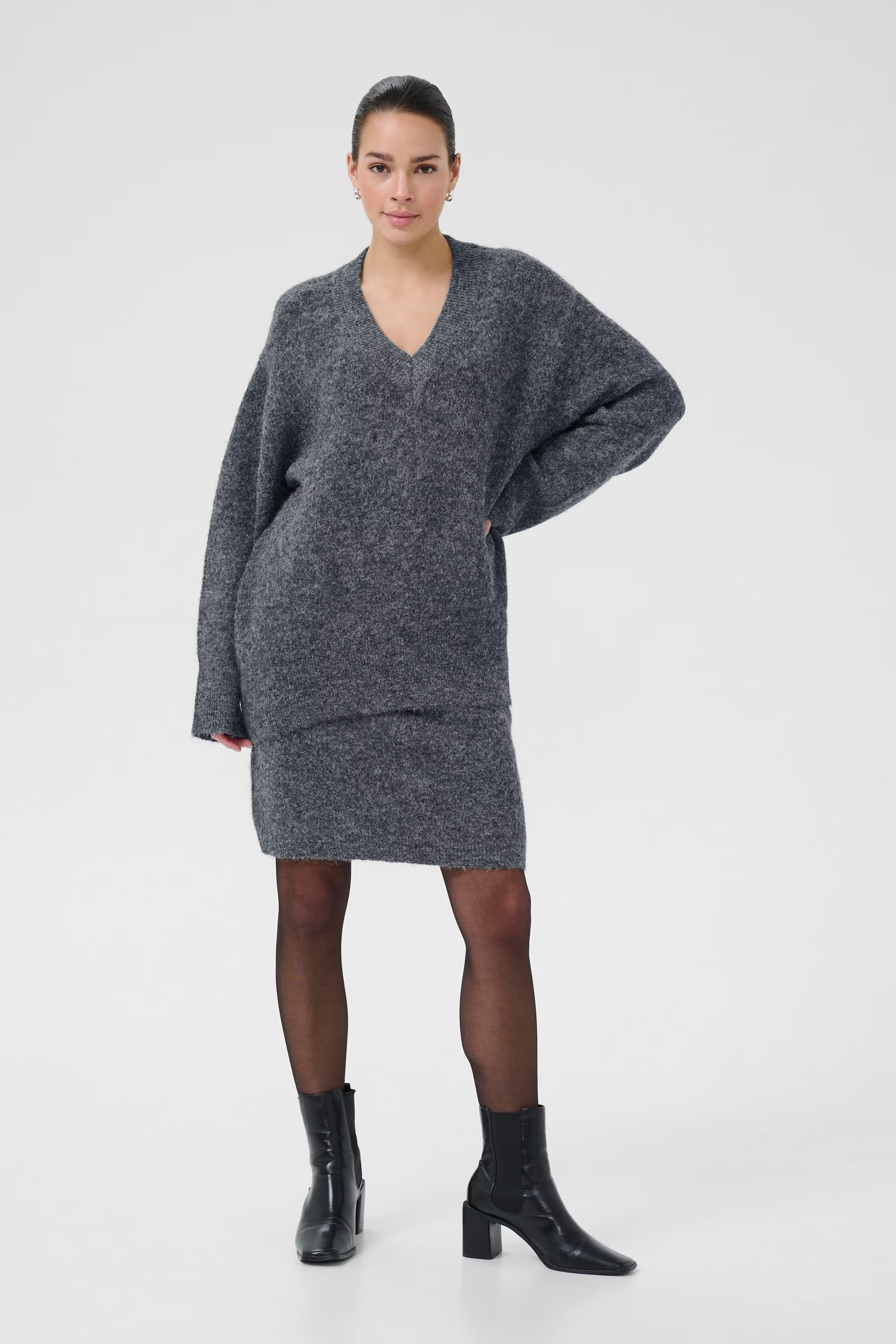 Trudy peysa frá Kaffe -Dark grey melange