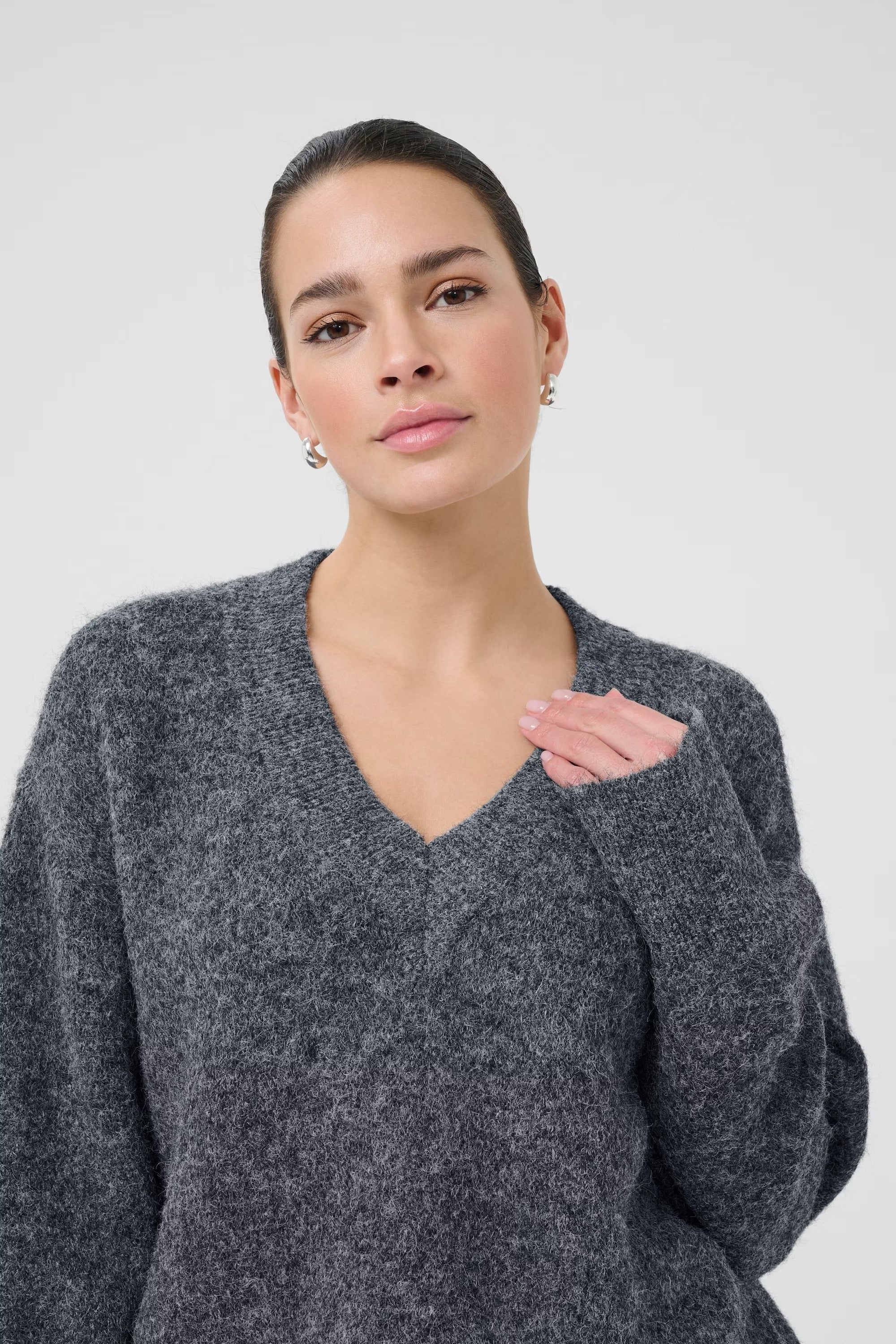Trudy peysa frá Kaffe -Dark grey melange