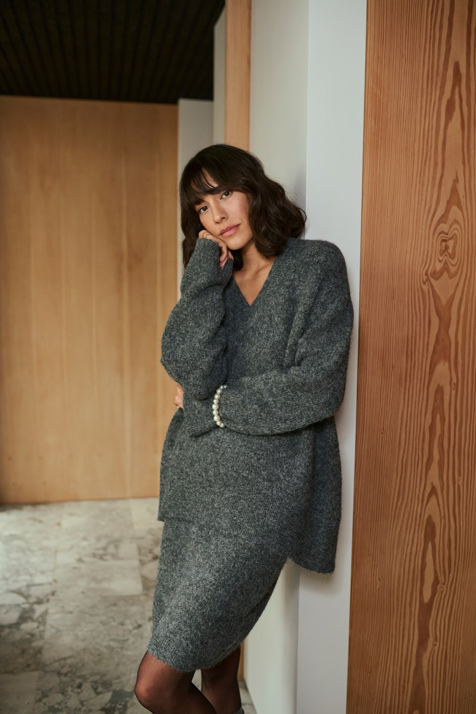 Trudy peysa frá Kaffe -Dark grey melange