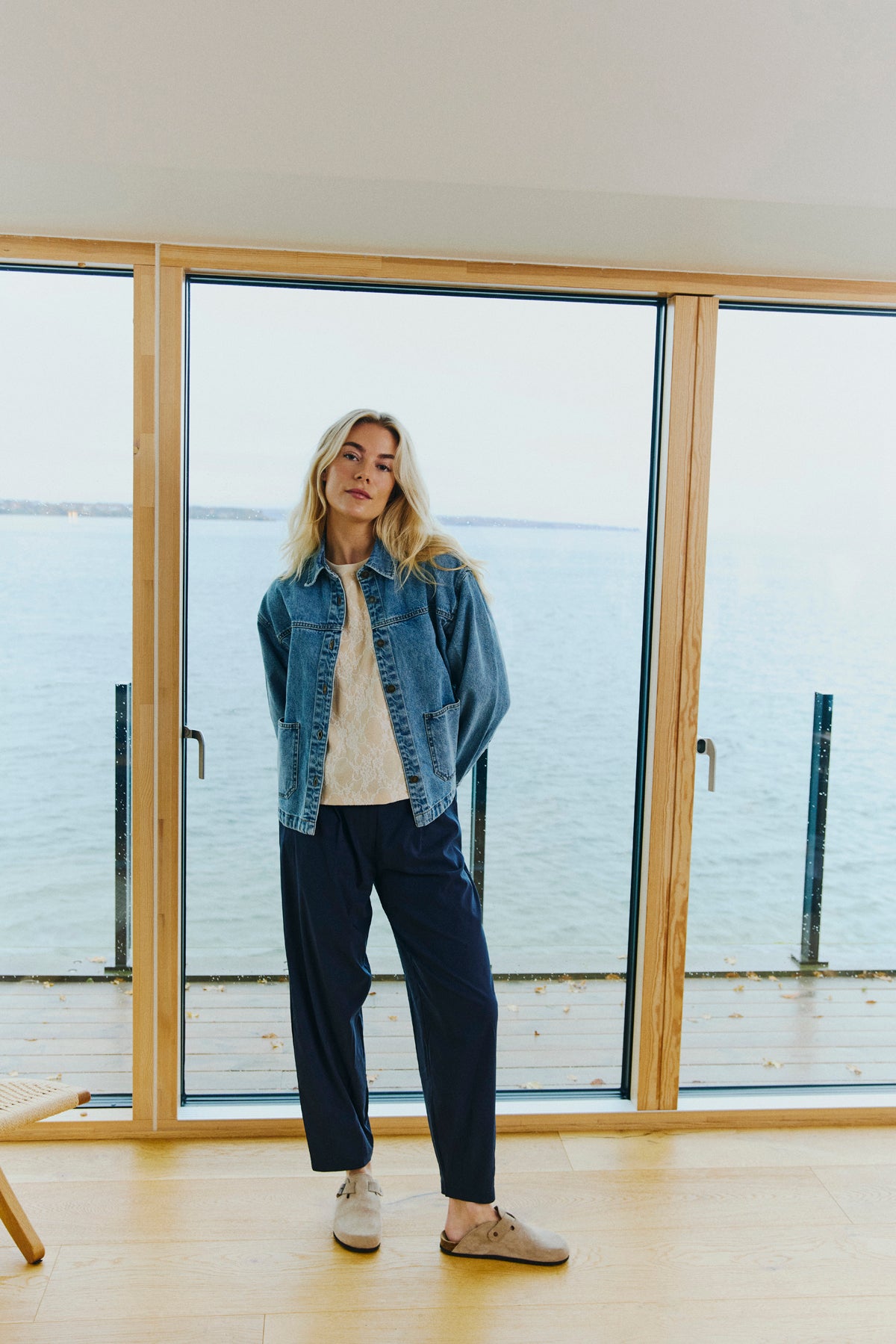 Kalia gallajakki  frá Freequent -Medium blue denim