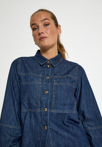 Kaia gallaskyrta/jakki frá Peppercorn - Mid blue denim