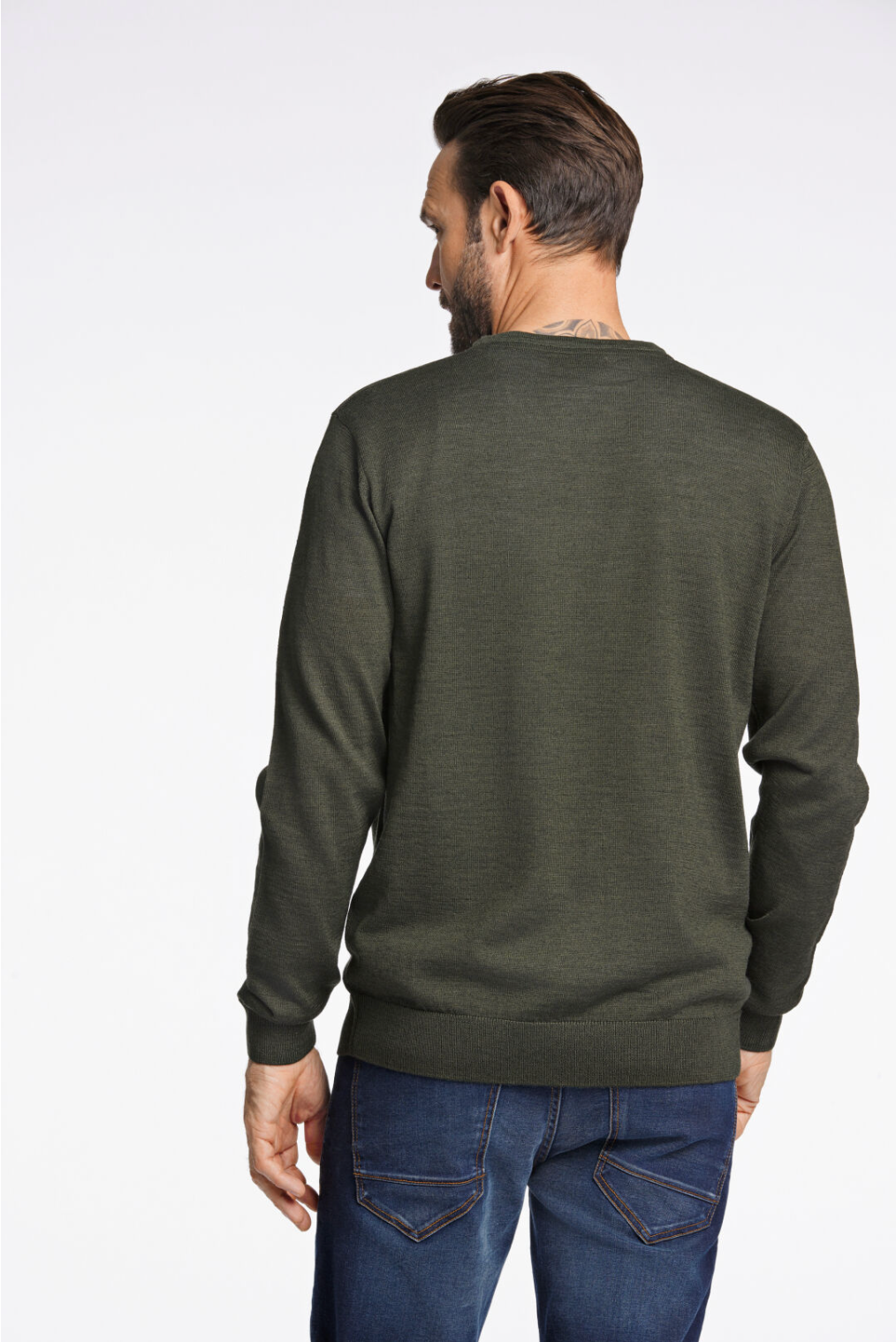 Merino blend peysa frá Jack´s -  Army mel græn