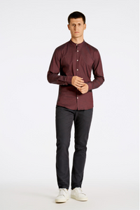 Oxford mandarin superflex skyrta frá Lindbergh með kínakraga - Deep red mix