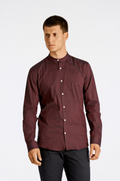 Oxford mandarin superflex skyrta frá Lindbergh með kínakraga - Deep red mix