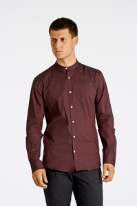 Oxford mandarin superflex skyrta frá Lindbergh með kínakraga - Deep red mix