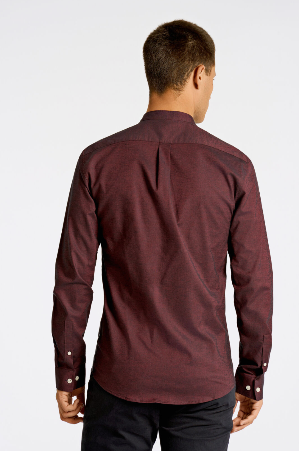 Oxford mandarin superflex skyrta frá Lindbergh með kínakraga - Deep red mix