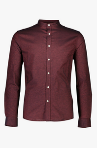 Oxford mandarin superflex skyrta frá Lindbergh með kínakraga - Deep red mix