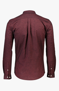 Oxford mandarin superflex skyrta frá Lindbergh með kínakraga - Deep red mix