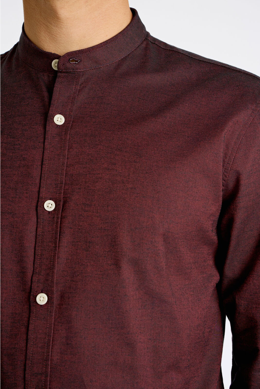 Oxford mandarin superflex skyrta frá Lindbergh með kínakraga - Deep red mix