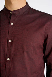 Oxford mandarin superflex skyrta frá Lindbergh með kínakraga - Deep red mix