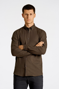 Mouliné stretch skyrta frá Lindbergh - Deep brown