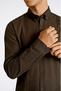 Mouliné stretch skyrta frá Lindbergh - Deep brown