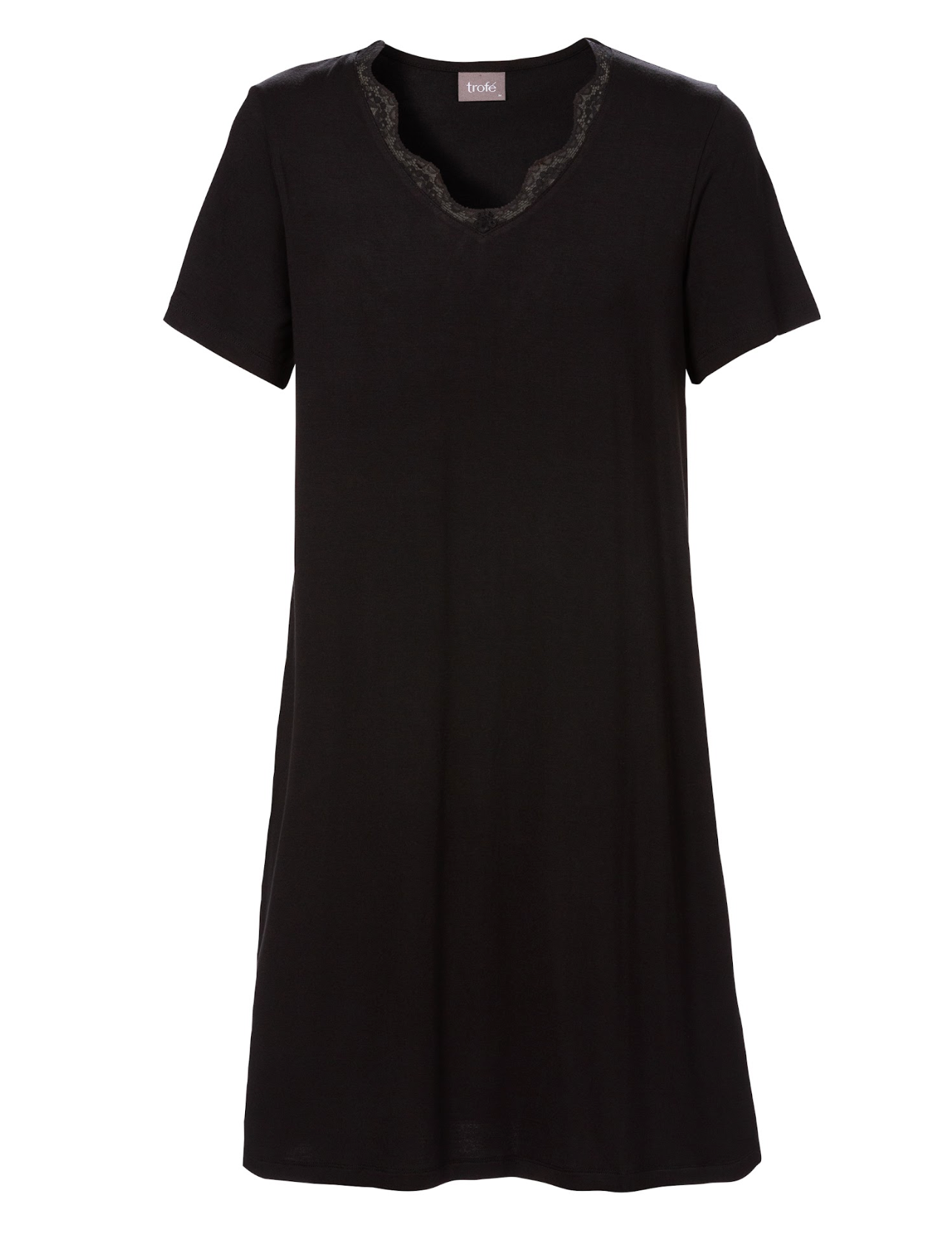 Náttkjóll stuttur frá Trofé 65204 -Svartur