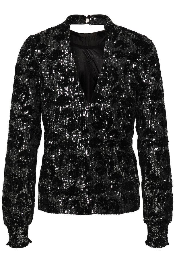 Grit Sequin pallíettublússa  frá Kaffe - Svört/Dökk silfur  Sequin